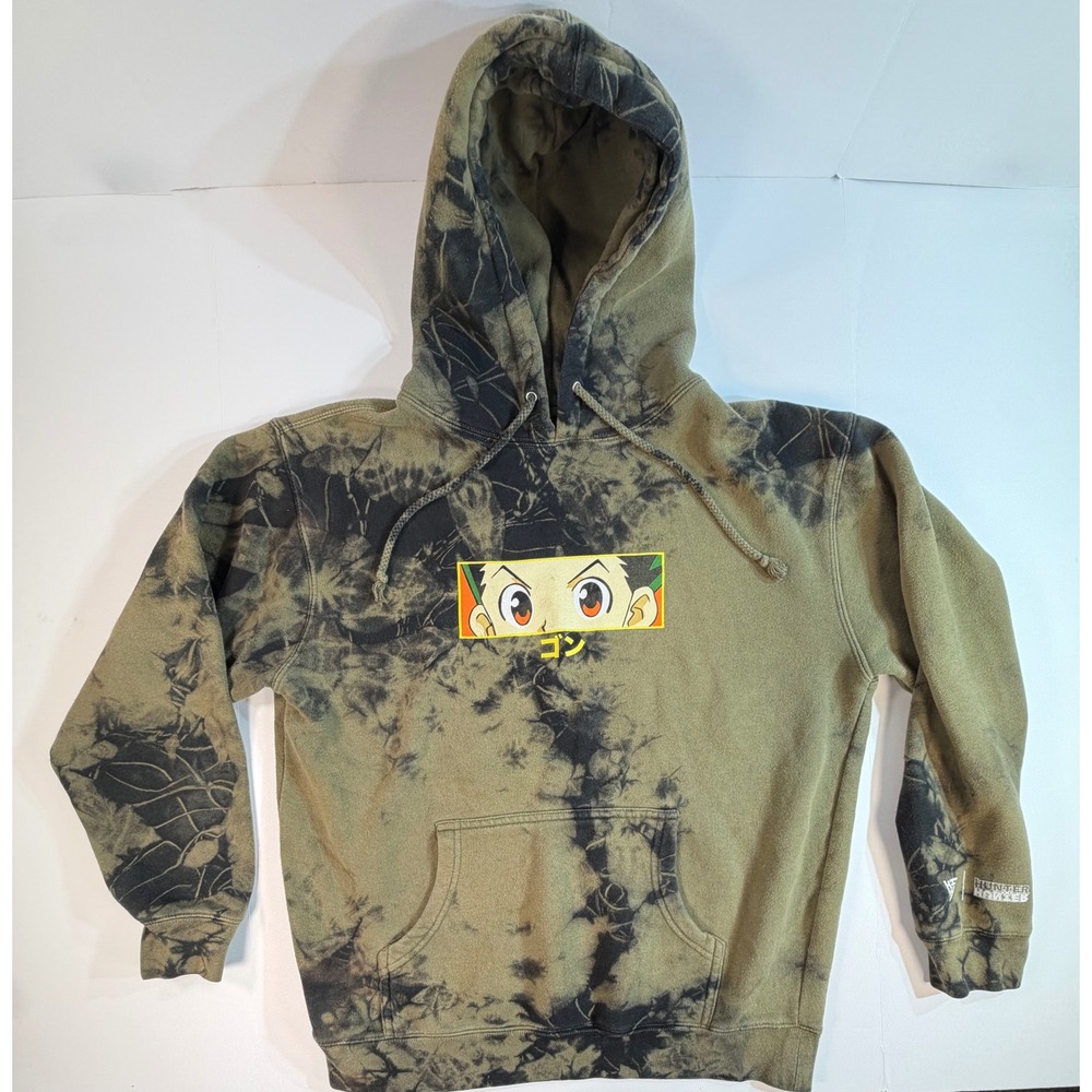 Hypland Hunter x Hunter Gon Eye Graphic Hoodie Olive Green Acid Wash Mens M